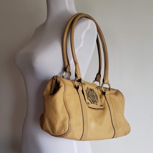 Leather KATE LANDRY Handbag Logo Metal detail Straw Yellow - Picture 3 of 16